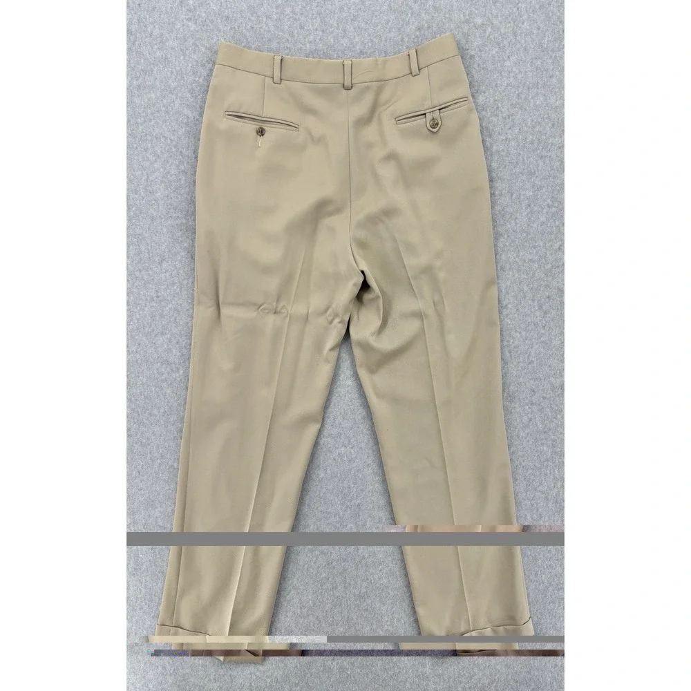 Tommy Hilfiger Classic American Pleated Dress Pants Tan 34x32 Cuffed Vintage 90s
